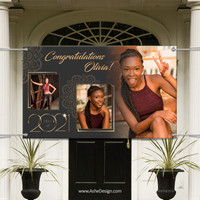 Ashe Design Graduation Banner 5x3 Gold Plated Grad